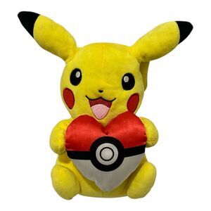 Pokémon Valentine's Day Pikachu Stuffed Plush With Heart Poke Ball 8 Inch
